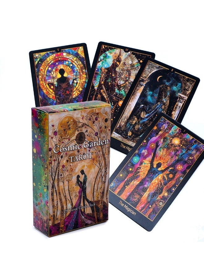 NIBEMINENT مجموعة أوراق تاروت حديقة كونية - أوراق تاروت فريدة - 78 ورقة تاروت - أوراق تنبؤ مصممة خصيصًا ومجموعة أوراق تاروت - Image 2