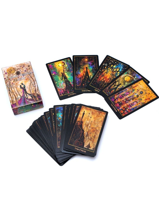 NIBEMINENT مجموعة أوراق تاروت حديقة كونية - أوراق تاروت فريدة - 78 ورقة تاروت - أوراق تنبؤ مصممة خصيصًا ومجموعة أوراق تاروت - Image 4