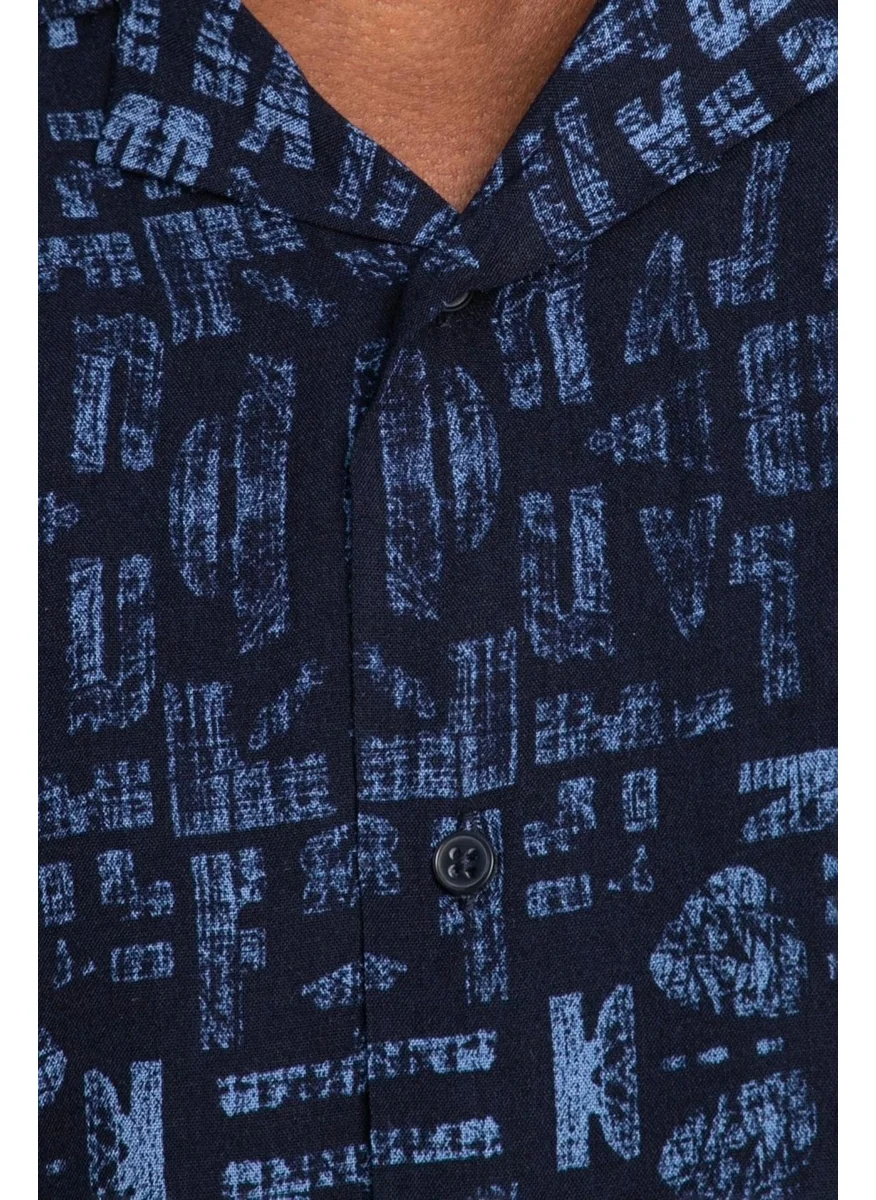 Tudors Slim Fit Narrow Cut Open Collar Viscose Short Sleeve Men's Sports Shirt