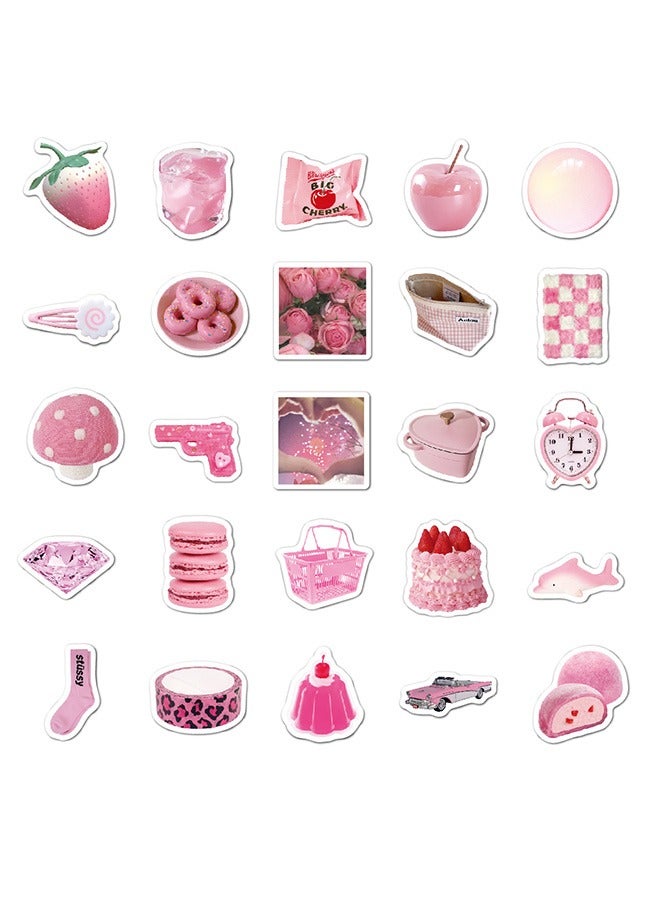 Loquat 50-Piece Pink Life Girl's Heart Cartoon Stickers Vinyl Aesthetic Sticker Laptop Stickers for Skateboard Guitar Travel Case Graffiti Sticker Door Luggage Car Bike Bicycle for Kids Teens Girls Adults - Image 3