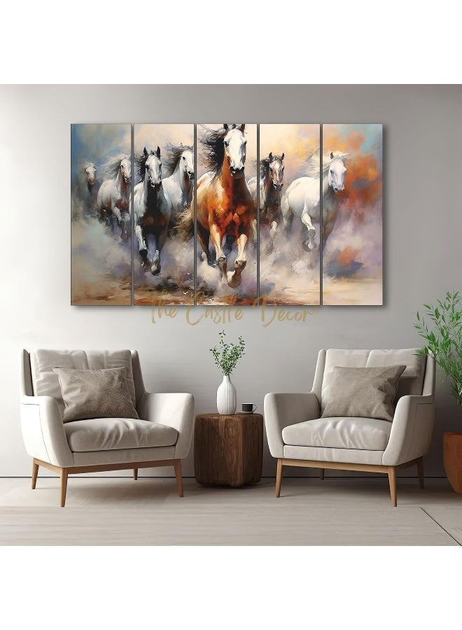 ARS مجموعة 5 أحصنة كبيرة الحجم (27x48) من فنون الجدران المتعددة من كاسل ديكور فاستو - Image 2