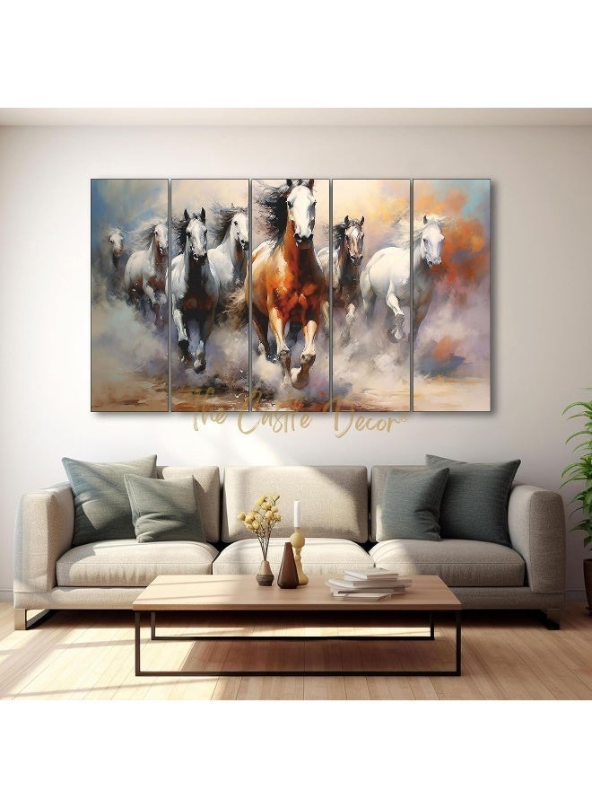 ARS مجموعة 5 أحصنة كبيرة الحجم (27x48) من فنون الجدران المتعددة من كاسل ديكور فاستو - Image 3