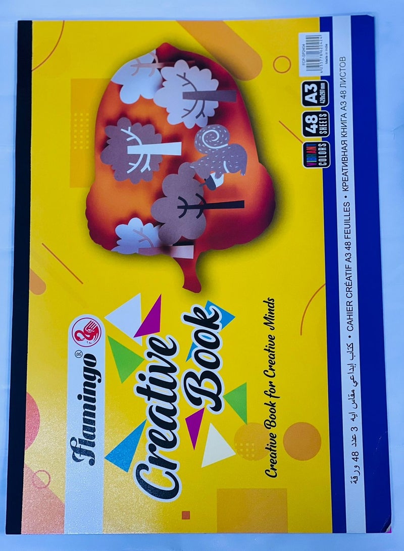 Flamingo كتاب إبداعي A3 بألوان زاهية 48 ورقة - Image 1