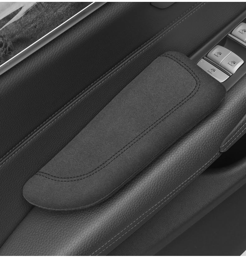 Atsorvicate Car Elbow pad Memory Foam Rest pad Door armrest pad Center Console Knee arm pad Itlian Turn Fur Universal armrestarm pad car Knee Cushion pad Thigh Support Comfort Pillow (black line left) - Image 2