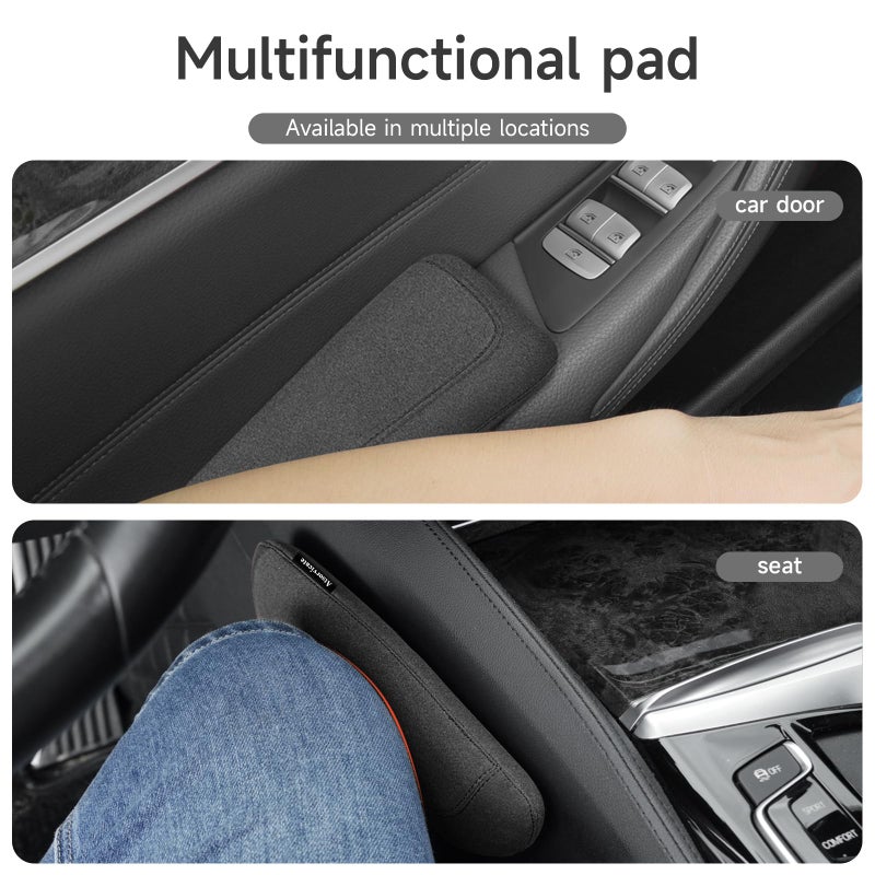 Atsorvicate Car Elbow pad Memory Foam Rest pad Door armrest pad Center Console Knee arm pad Itlian Turn Fur Universal armrestarm pad car Knee Cushion pad Thigh Support Comfort Pillow (black line left) - Image 3