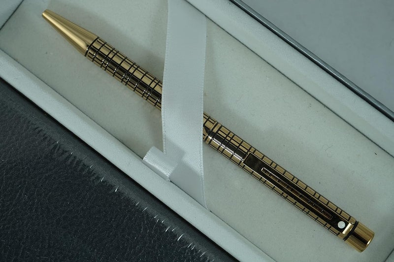 SHEAFFER قلم حبر جاف شيفر كروس نادر مصنوع في الولايات المتحدة الأمريكية بتصميم تارجا ميديسي الماسي مع برميل من الذهب عيار 22 قيراط ومفكرة متطابقة - Image 4