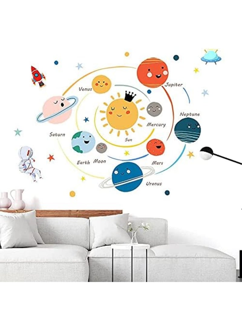 Luckam Planets Wall Sticker Solar System Wall Decals Children Wall Décor Removable Art Decor Space Decoration for Boys Girls Bedroom Wall Decals - Image 1
