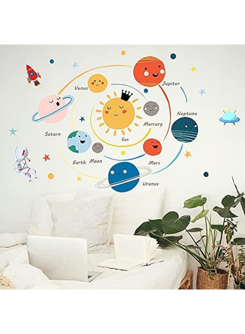 Luckam Planets Wall Sticker Solar System Wall Decals Children Wall Décor Removable Art Decor Space Decoration for Boys Girls Bedroom Wall Decals - Image 5