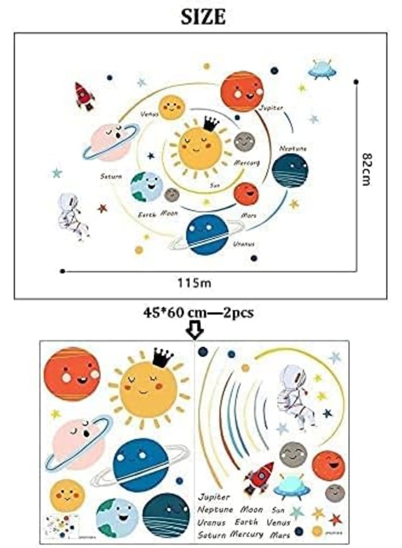 Luckam Planets Wall Sticker Solar System Wall Decals Children Wall Décor Removable Art Decor Space Decoration for Boys Girls Bedroom Wall Decals - Image 3