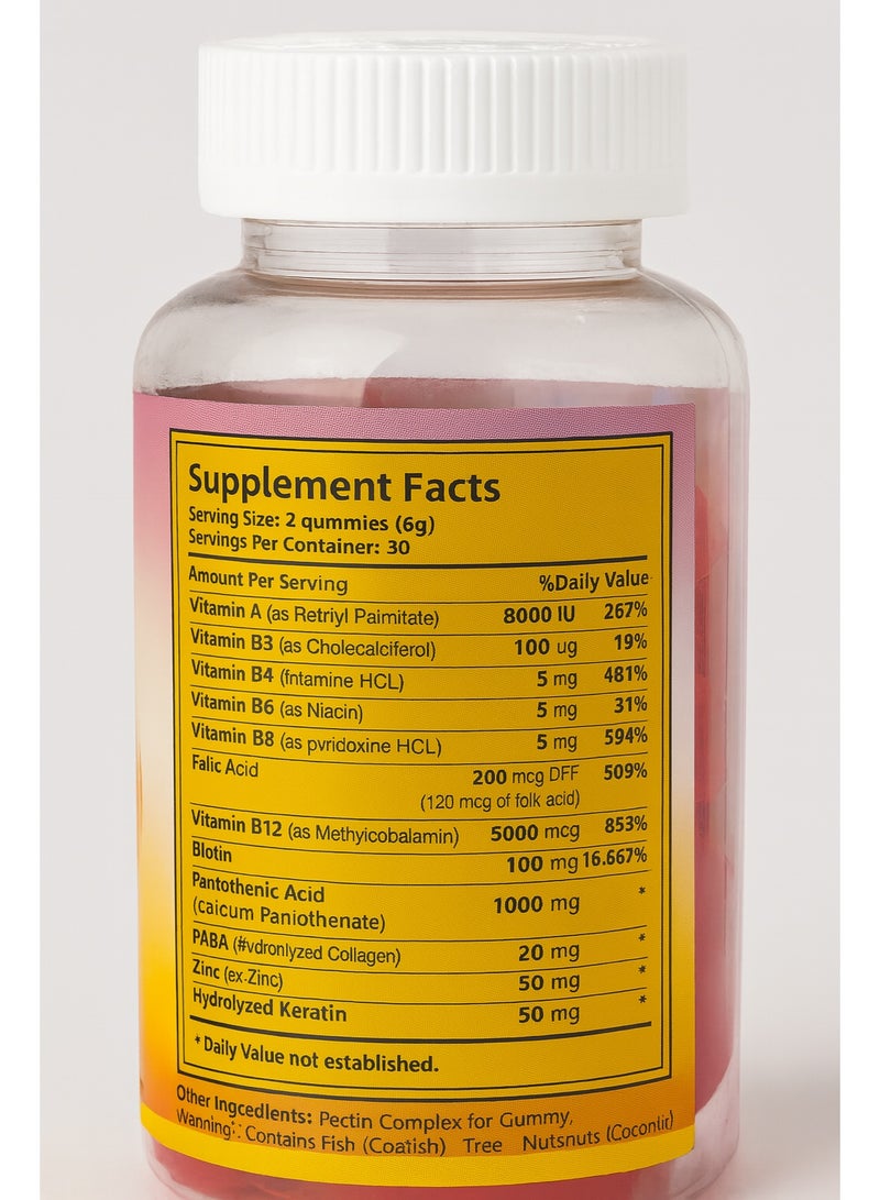 DR. DAVEY Dr. Davey Hair Skin & Nails Gummies – Collagen, Biotin & Keratin – 60 Vegan Gummies for Beauty & Growth Support - Image 3