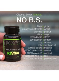 SmarterVitamins Smarter Vitamin K2 MK7 100mcg, Made with K2VITAL and Kale, 60 Liquid Softgels  - Image 4