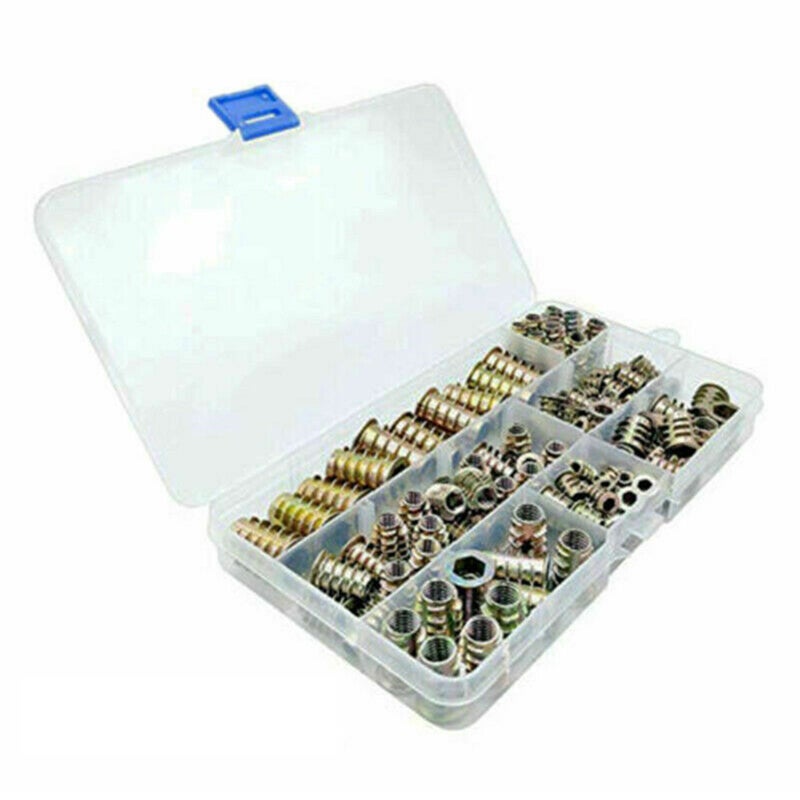Nut Combination: 100pcs Zinc Alloy Die Casting M4-M10 - Strong Pull-Out Resistance Nut Combination for Wood And Wood Based Sheet Materials - Image 1