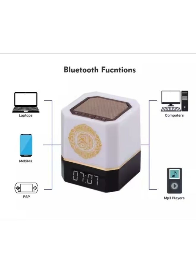 ELTRAZONE Quran Speaker with Remote & APP Control, Azan Bluetooth Speaker with Night Light, 16 Reciters & 16 Translations, Multicolor Changing MP3 Player with Digital Time Display for Home & Gift - Image 3