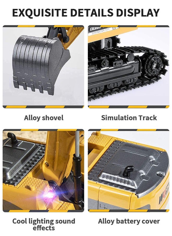 GROIC - Remote Control Excavator Toy Truck RC Excavator with Metal Shovel Lights Sounds Rechargable Engineering Sand Digger Construction Vehicle Toy Gift for Boys Girls Kids & Children - Image 1