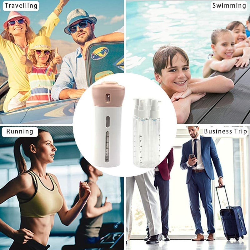 Menrexa Menrexa 4 in 1 Lotion Shampoo Gel Travel Dispenser Shower Bottles Includes Four 40 Ml Cosmetic Toiletries Muti Pump Bottles for Shampoo Lotions Multi Color Pack of 1  - Image 5