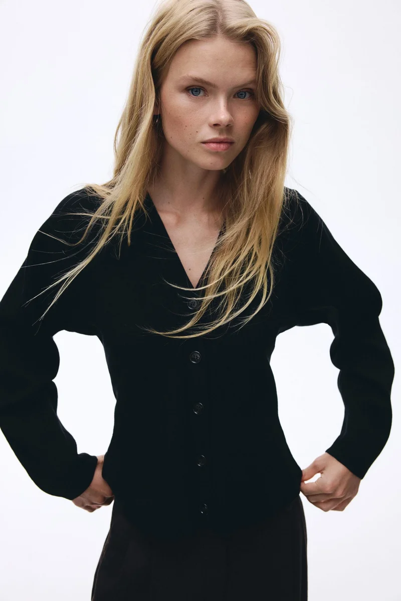 H&M Silk-blend peplum cardigan