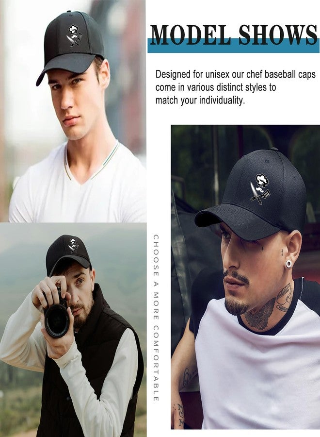viofre Baseball Hats for Men Hats Baseball Cap Skull Snapback Hat for Men Women Black Cotton Fitted Trucker Hat Mens Adjustable Snap Back Golf Accessories Cap Mens Cool Hip Hop Flat Bill Caps Dad Chef Gifts - Image 3