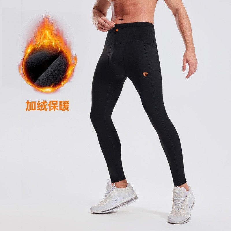 Leggings Men-black Fleece Autumn and Winter High Waist Yoga Pants Hip Belly Shark Tights Outdoor Running Sports for Men's Women's