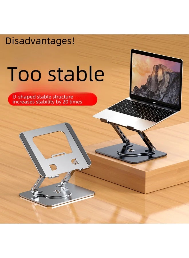 Laptop Stand 360 Degree Rotatable Foldable Storage Desktop Metal Heightening Heat Dissipation Frame-Color:Temperament Silver [alloy Steel Material 360 Degree Rotation]] - Image 2