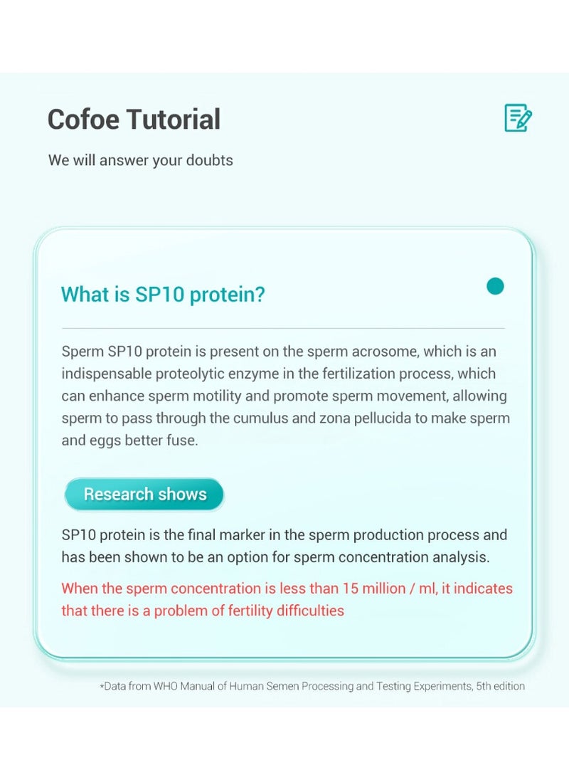 Cofoe SP10 Sperm Count Test Kit for Male Fertility Protein Sperm Concentration Check Test Card for Men