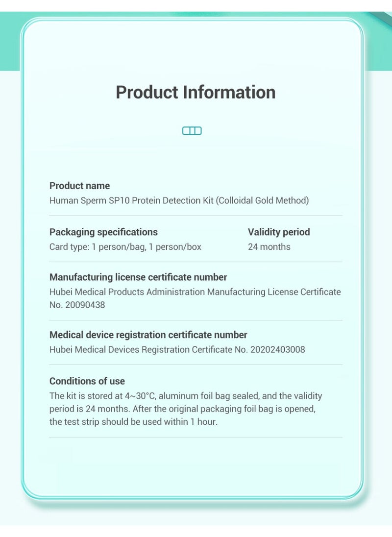 Cofoe SP10 Sperm Count Test Kit for Male Fertility Protein Sperm Concentration Check Test Card for Men