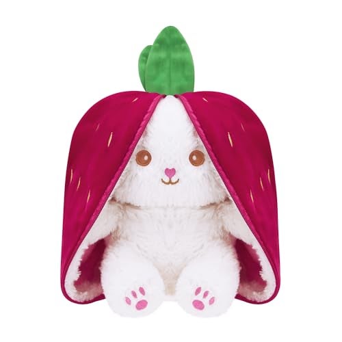 Softdreams Plush Toy for Kids – Cute Cuddly Stuffed Animal, Room Décor - Carrot Strawberry Bunny 25cm - Image 1