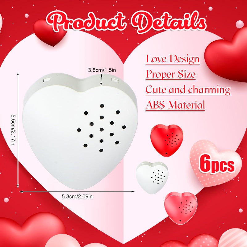 Copkim 6 Pcs 20 Seconds Valentine's Voice Recorder for Stuffed Animal Heart Shape Sound Recorder Push Button Recordable Device Sound Module for Gift Recording Voice Message (Red, White, Pink) - Image 2