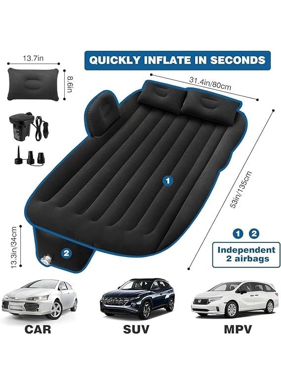 TrendyTrends TrendyTrends Car Inflatable Bed with Pump 2 Air PillowQuick Inflatable Back Seat BedCar Inflatable MattressCar Bed MattressCar Bed for KidsTravelTripCampingPicnicPool BeachUniversal Fit  - Image 2