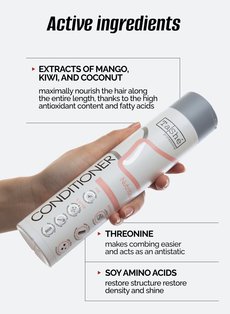 Tashe Sulfate-Free Ultra Shine Conditioner with Mango, Coconut & Kiwi Extracts – For Colored, Treated & Natural Hair, 300 ml - Image 3