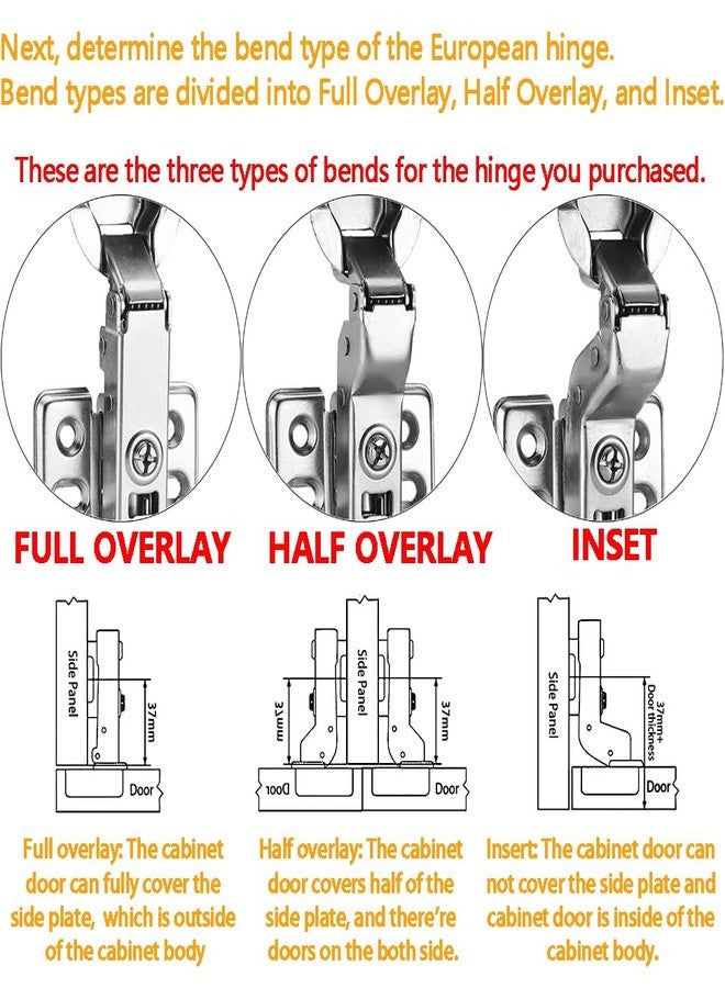 Luokim 2pcs Half Overlay Cabinet Hinge Frameless Concealed Door Hinges European Soft Closing Four-Hole Mounting Plate Hinges Nickel Plated Finish - Image 5