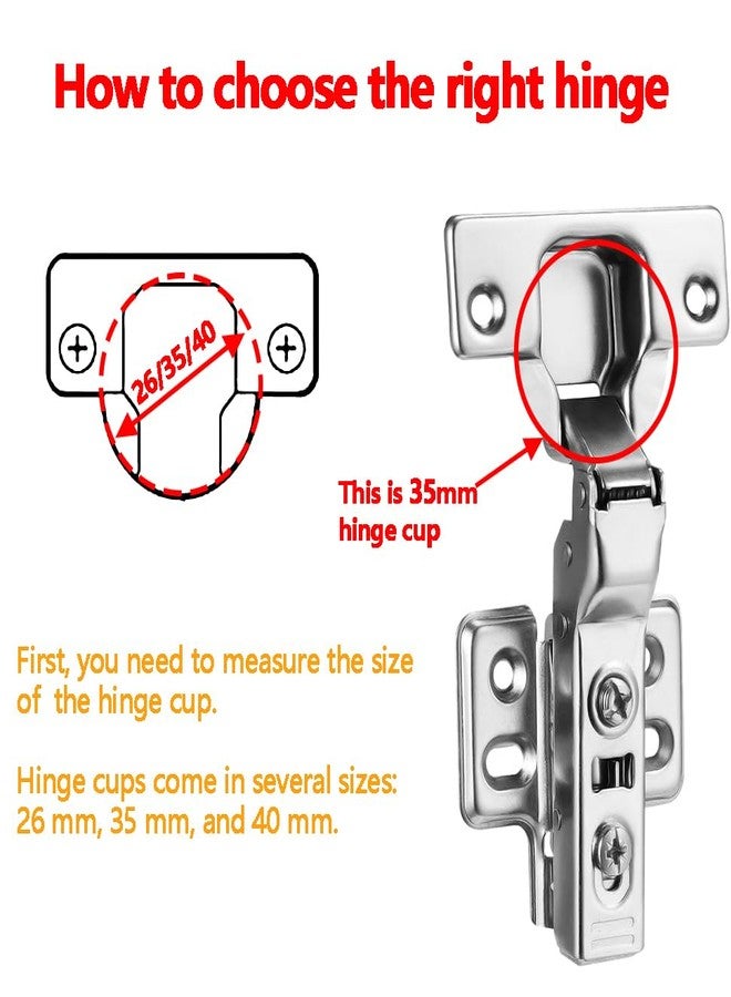 Luokim 2pcs Half Overlay Cabinet Hinge Frameless Concealed Door Hinges European Soft Closing Four-Hole Mounting Plate Hinges Nickel Plated Finish - Image 4