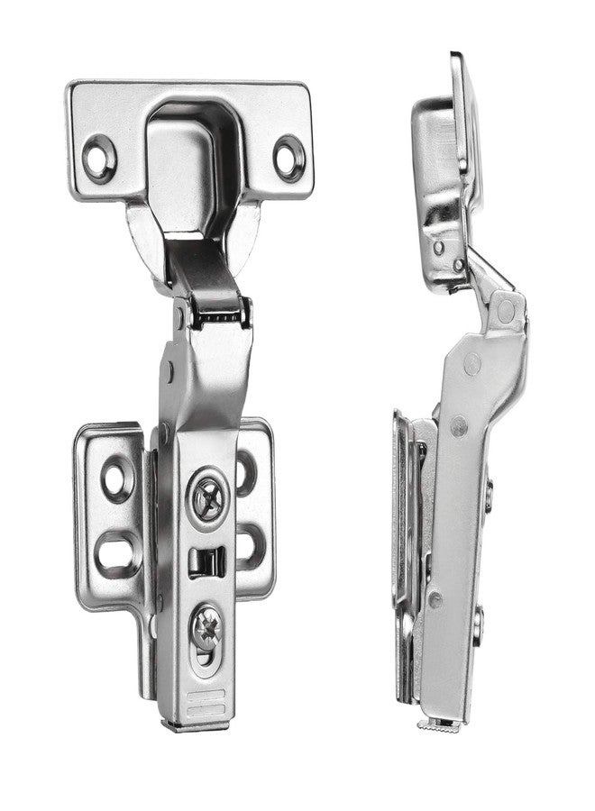 Luokim 2pcs Half Overlay Cabinet Hinge Frameless Concealed Door Hinges European Soft Closing Four-Hole Mounting Plate Hinges Nickel Plated Finish - Image 1