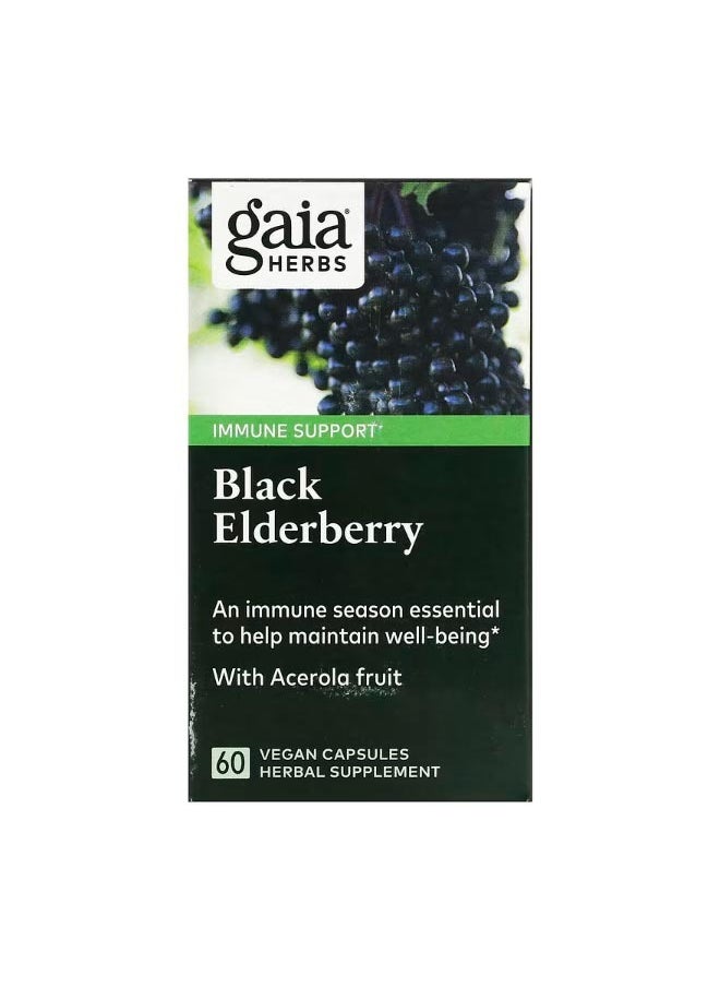 Gaia Herbs Black Elderberry with Acerola Fruit 60 Vegan Capsules  - Image 1