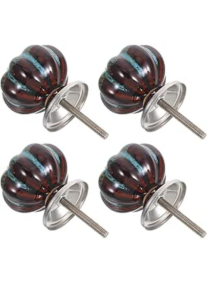 6Pcs Blue Leopard Print Ceramic Pumpkin Cabinet Knobs Drawer Pulls for Kitchen Bathroom Furniture - Image 1