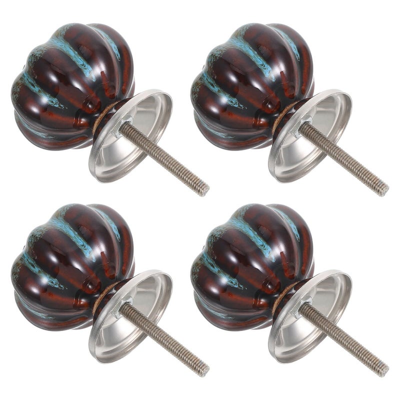 6Pcs Blue Leopard Print Ceramic Pumpkin Cabinet Knobs Drawer Pulls for Kitchen Bathroom Furniture - Image 2