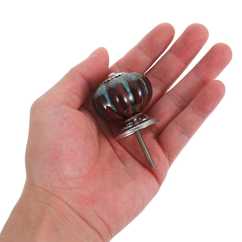6Pcs Blue Leopard Print Ceramic Pumpkin Cabinet Knobs Drawer Pulls for Kitchen Bathroom Furniture - Image 5