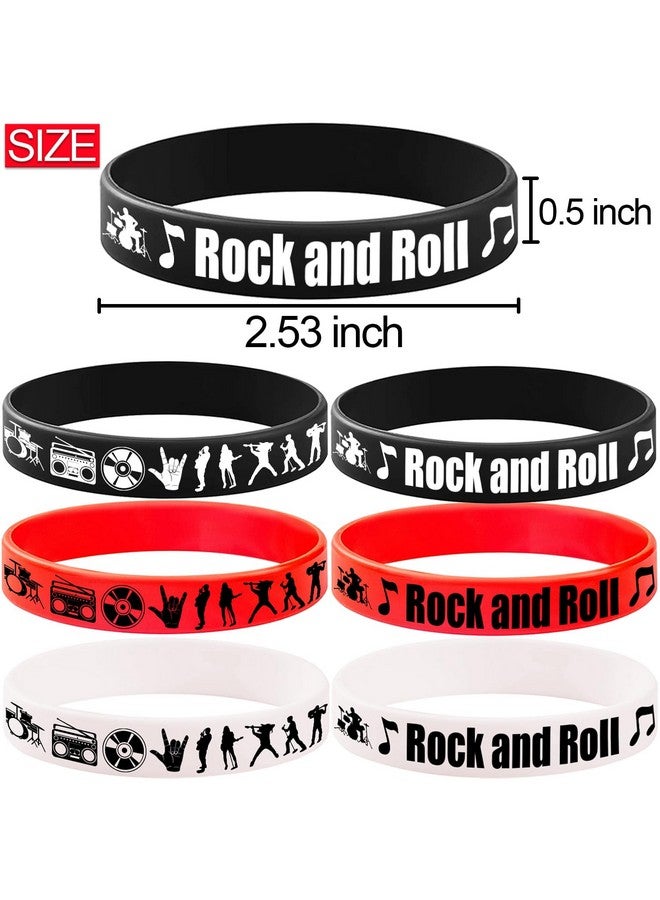 CupaPlay 24PCS Rock and Roll Rubber Bracelets -Rock and Roll Theme Party Supplies Decorations 80s 90s Party Music/Musical Birthday Baby Shower Silicone Wristbands Party Favors - Image 3