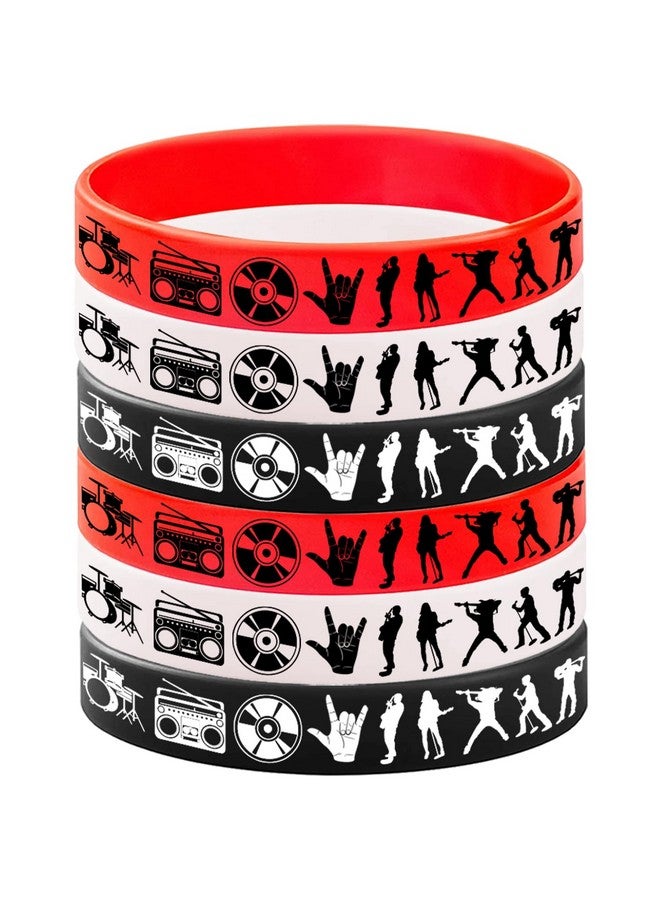 CupaPlay 24PCS Rock and Roll Rubber Bracelets -Rock and Roll Theme Party Supplies Decorations 80s 90s Party Music/Musical Birthday Baby Shower Silicone Wristbands Party Favors - Image 5