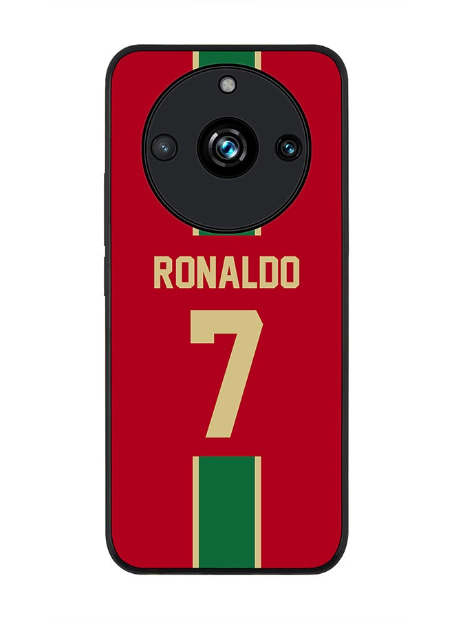 Stylizedd حافظة حواف سوداء متينة لهاتف Realme 11 Pro/Realme 11 Pro+، غلاف هاتف رفيع مخصص - فريق كرة القدم - البرتغال، اسم اللاعب - رونالدو - Image 1
