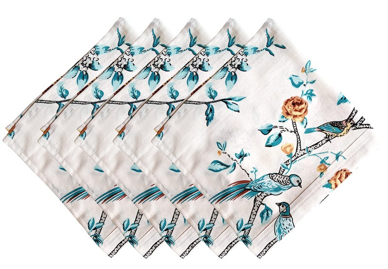 GURU JEE Cotton Cloth Napkins 18x18 Inch | Dinner Napkin Printed | Napkins Set of 6 | Cotton Napkin Wahable Reusable Durable for Everyday Use - Image 1