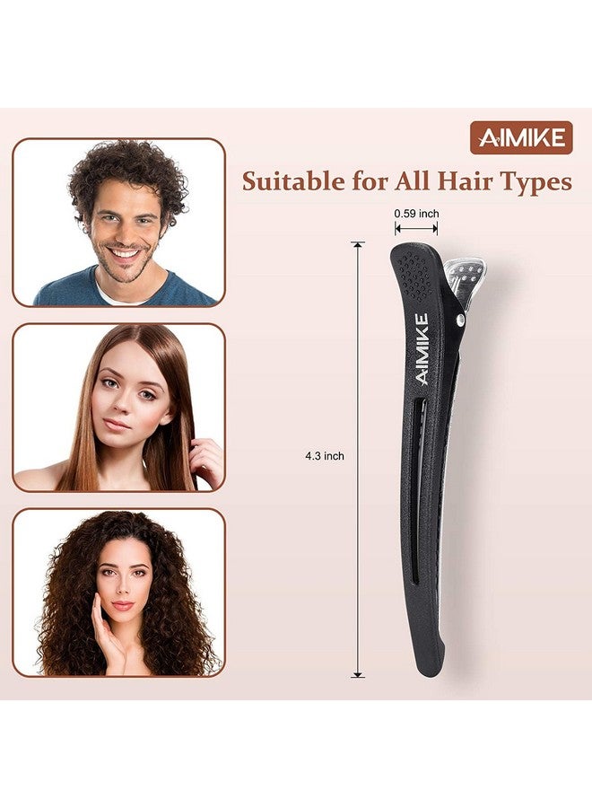 AIMIKE 12Pcs Professional Hair Clips For Styling Sectioning Non Slip Notrace Duck Billed Hair Clips With Silicone Band Salon And Home Hair Cutting Clips For Hairdresser Women Men Black 4.3” Long - Image 2