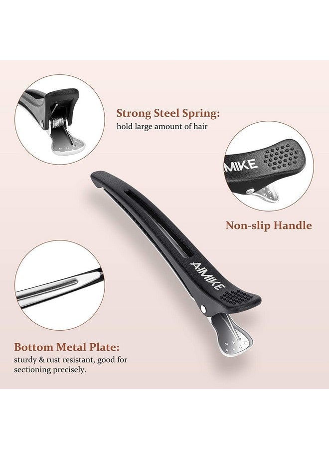 AIMIKE 12Pcs Professional Hair Clips For Styling Sectioning Non Slip Notrace Duck Billed Hair Clips With Silicone Band Salon And Home Hair Cutting Clips For Hairdresser Women Men Black 4.3” Long - Image 4