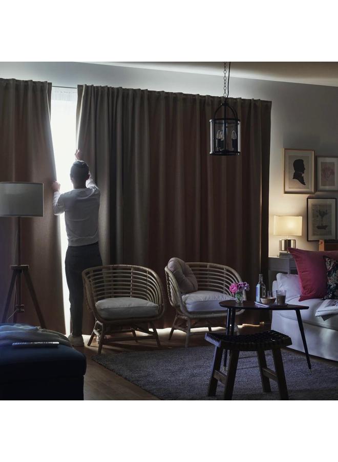 erorex Room darkening curtains, 1 pair, beige/with heading tape, 145x300 cm - Image 2