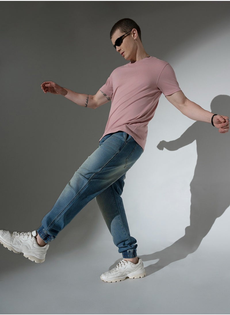 Hubberholme Men's Blue Clean Look Light Fade Stretchable Jogger Jeans  - Image 3