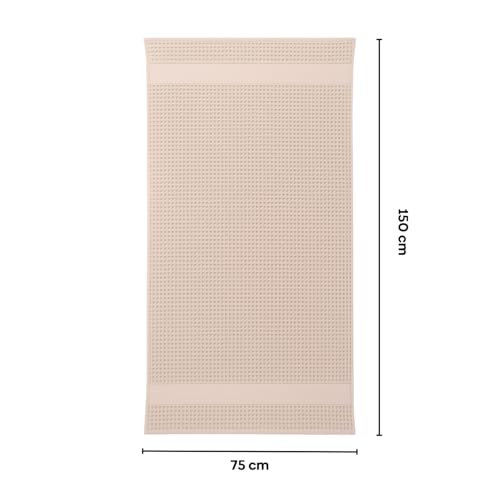 haus & kinder Regalia Waffle Bath Towel | Honeycomb Bathing Towels | 100% Cotton Towel for Men, Women | Gym Towels, Spa Towel | Ultra Absorbent Towel | 160 GSM | Blossom Whisper White | 70x150cm - Image 5