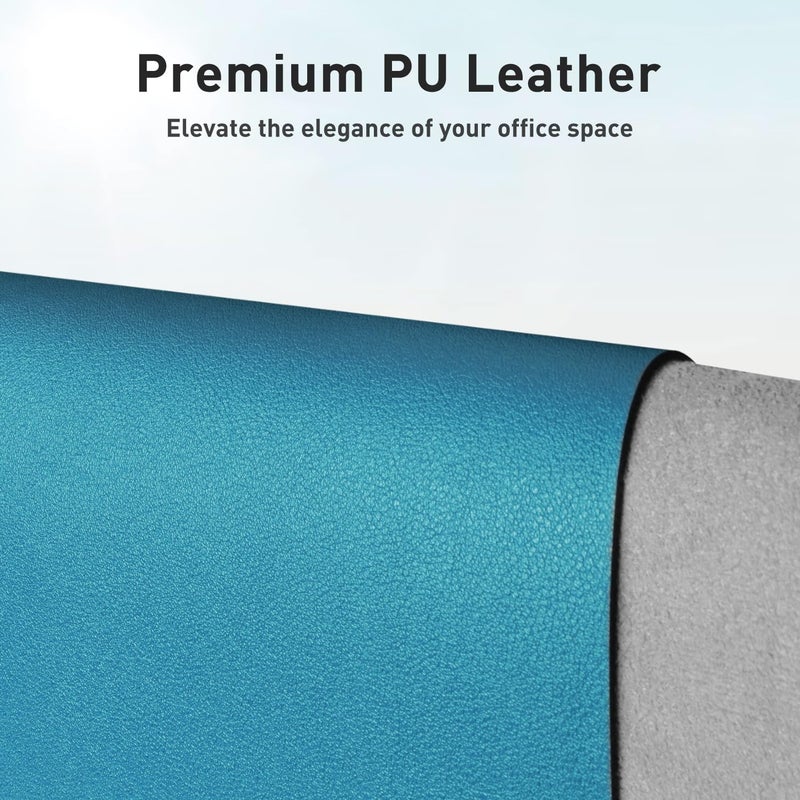 Aothia Leather Desk Pad Protector, Mouse Pad, Office Desk Mat, Non-Slip PU Leather Desk Blotter, Laptop Desk Pad, Waterproof Desk Writing Pad for Office and Home (Turquoise,31.5" x 15.7") - Image 2