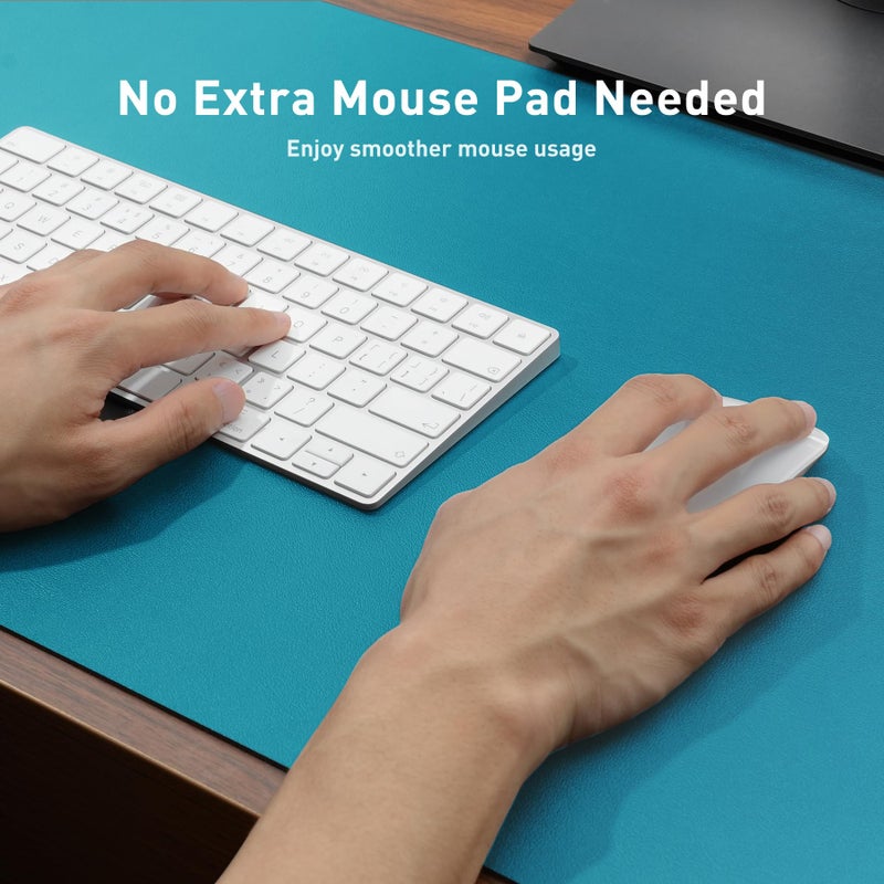 Aothia Leather Desk Pad Protector, Mouse Pad, Office Desk Mat, Non-Slip PU Leather Desk Blotter, Laptop Desk Pad, Waterproof Desk Writing Pad for Office and Home (Turquoise,31.5" x 15.7") - Image 4