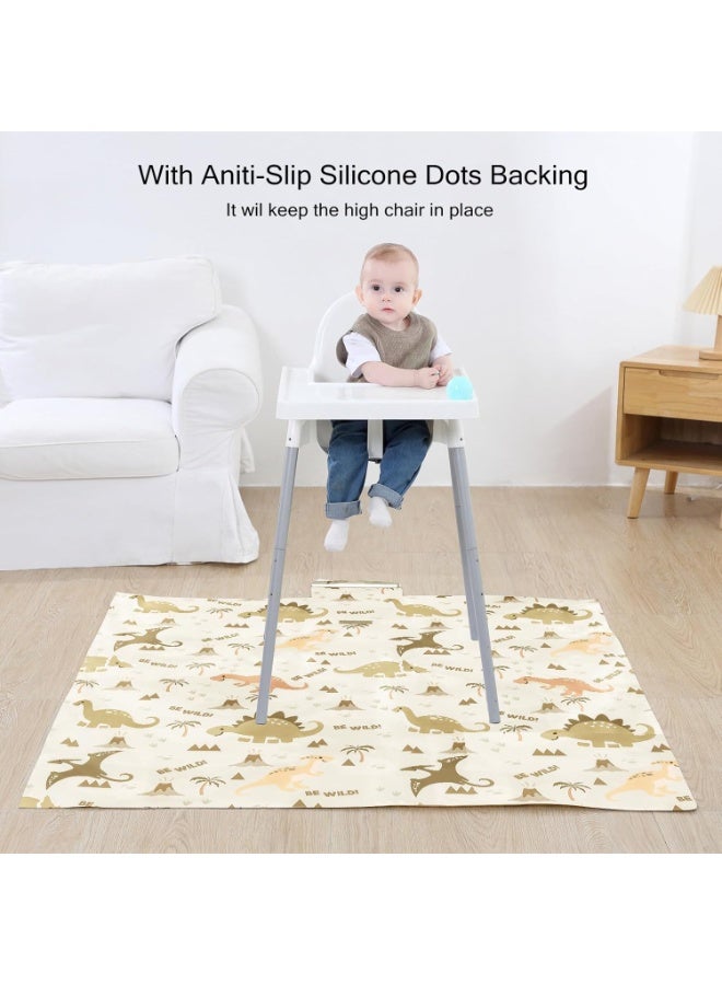 insular Insular Baby Splat Mat for Under High Chair/Arts/Crafts, Anti Slip and Waterproof Splash Mat for Floor, Portable Picnic Mat, 51x51 Inch, Dinosaur - Image 3