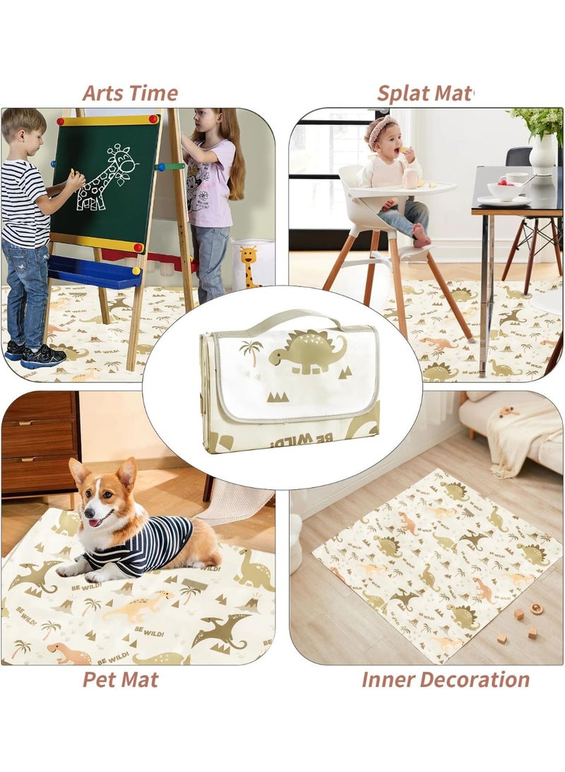 insular Insular Baby Splat Mat for Under High Chair/Arts/Crafts, Anti Slip and Waterproof Splash Mat for Floor, Portable Picnic Mat, 51x51 Inch, Dinosaur - Image 4