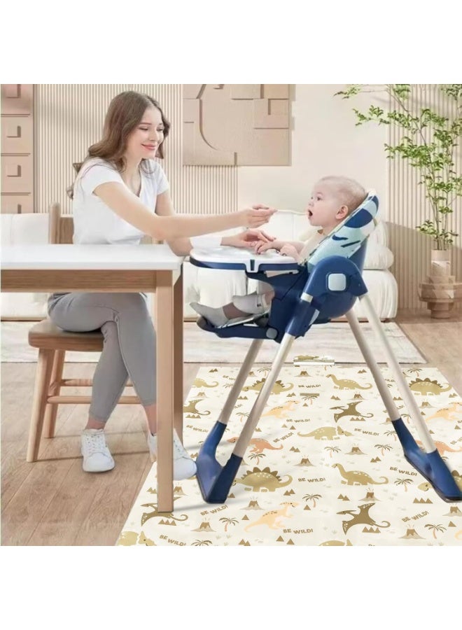 insular Insular Baby Splat Mat for Under High Chair/Arts/Crafts, Anti Slip and Waterproof Splash Mat for Floor, Portable Picnic Mat, 51x51 Inch, Dinosaur - Image 2